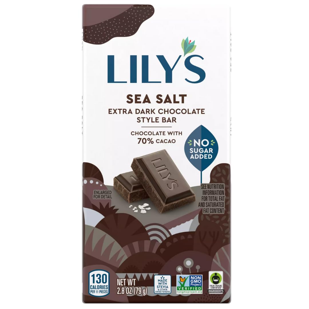 Lily's Salted Chocolate Lovers 6-Pack: Milk Salted Almond, Dark 70% Sea Salt, Dark Salted Almond
