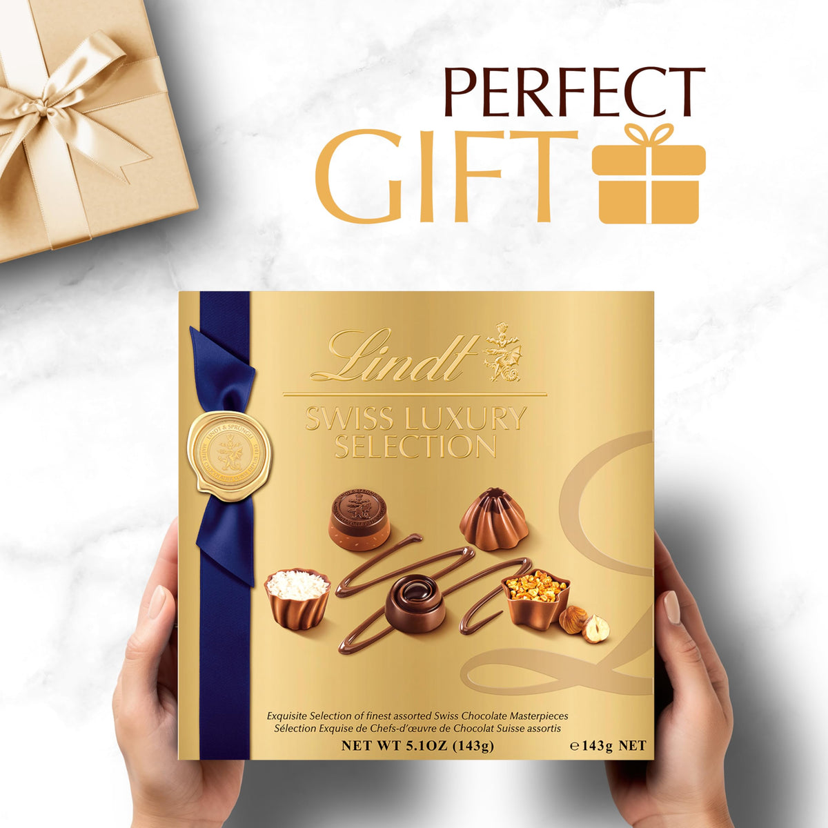 Lindt Swiss Luxury Selection Assorted Chocolates – 14 Count Gift Box (5.1 oz)
