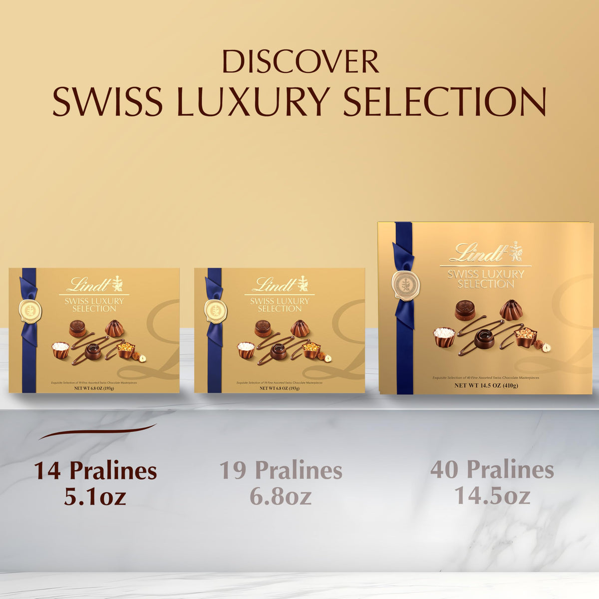 Lindt Swiss Luxury Selection Assorted Chocolates – 14 Count Gift Box (5.1 oz)