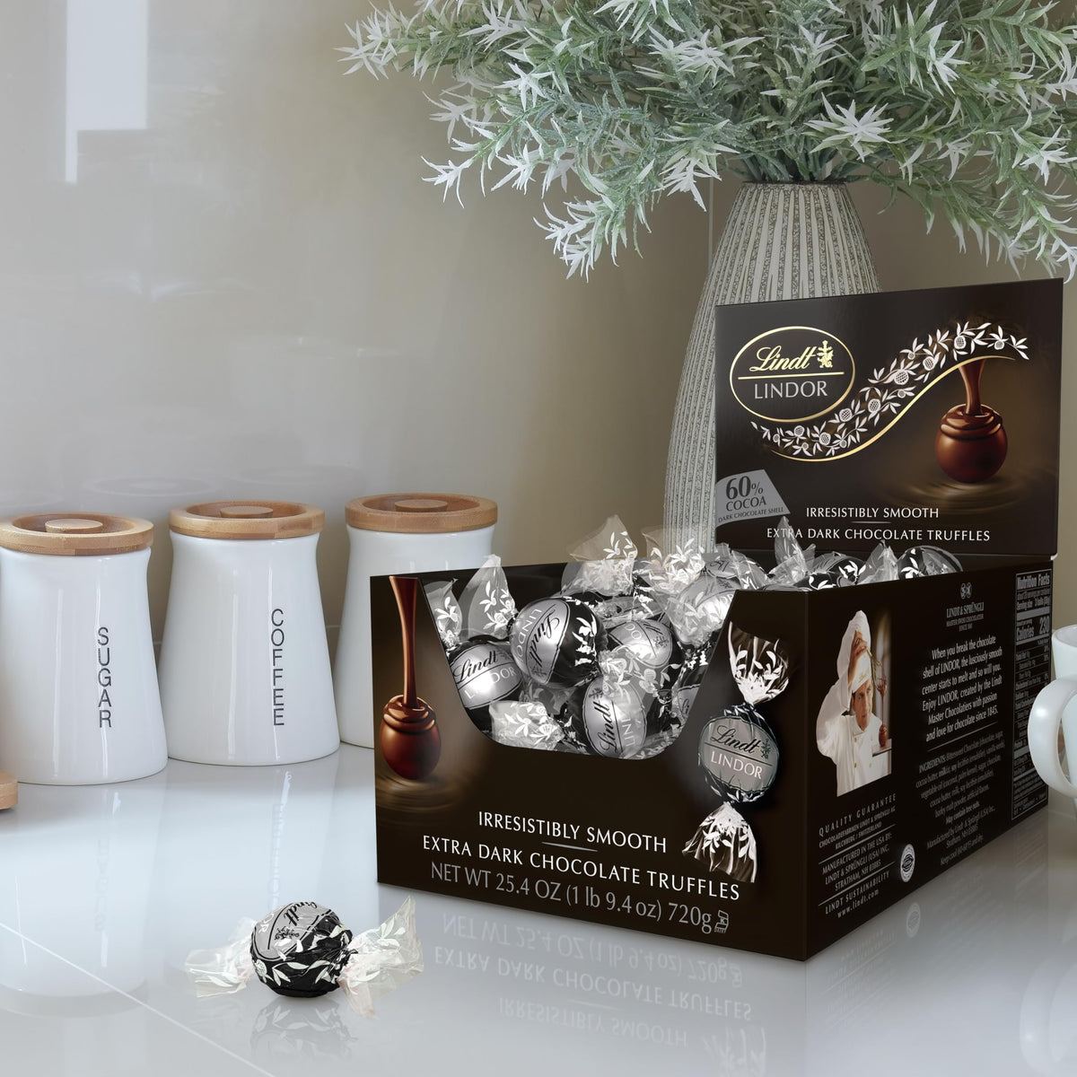 Lindt LINDOR 60% Dark Chocolate Truffles – 60 Count Gift Box