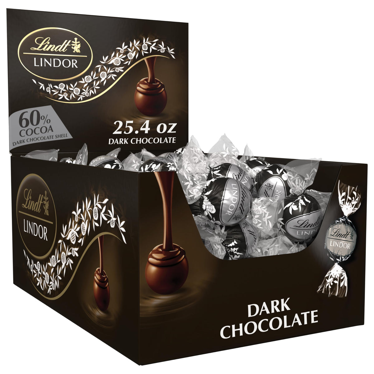 Lindt LINDOR 60% Dark Chocolate Truffles – 60 Count Gift Box