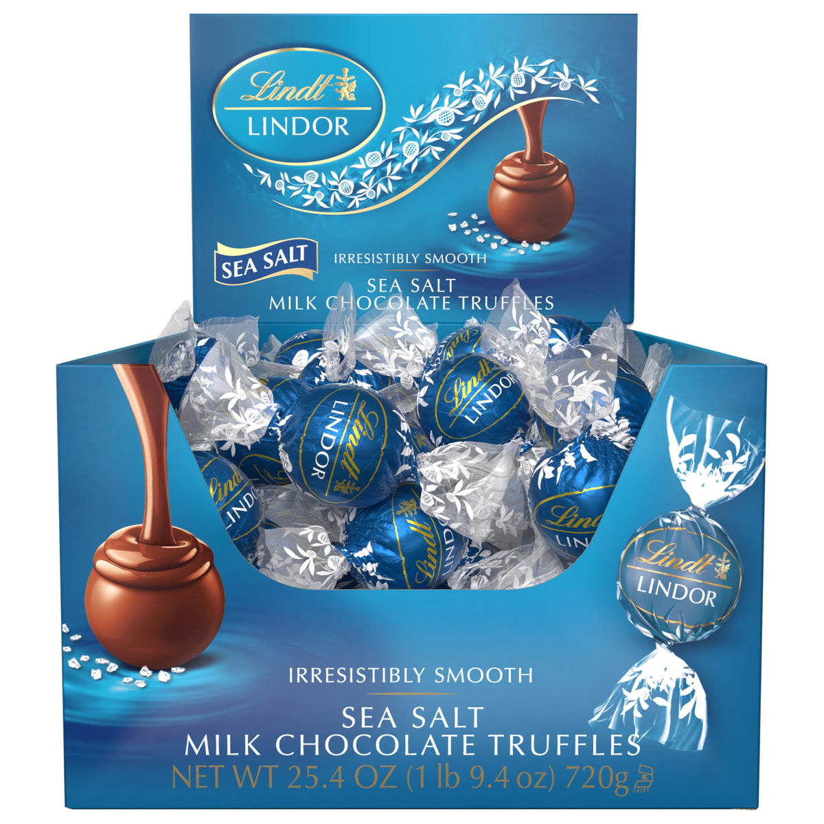 Lindt LINDOR Sea Salt Milk Chocolate Truffles – 60 Count Box | Smooth, Melting Center