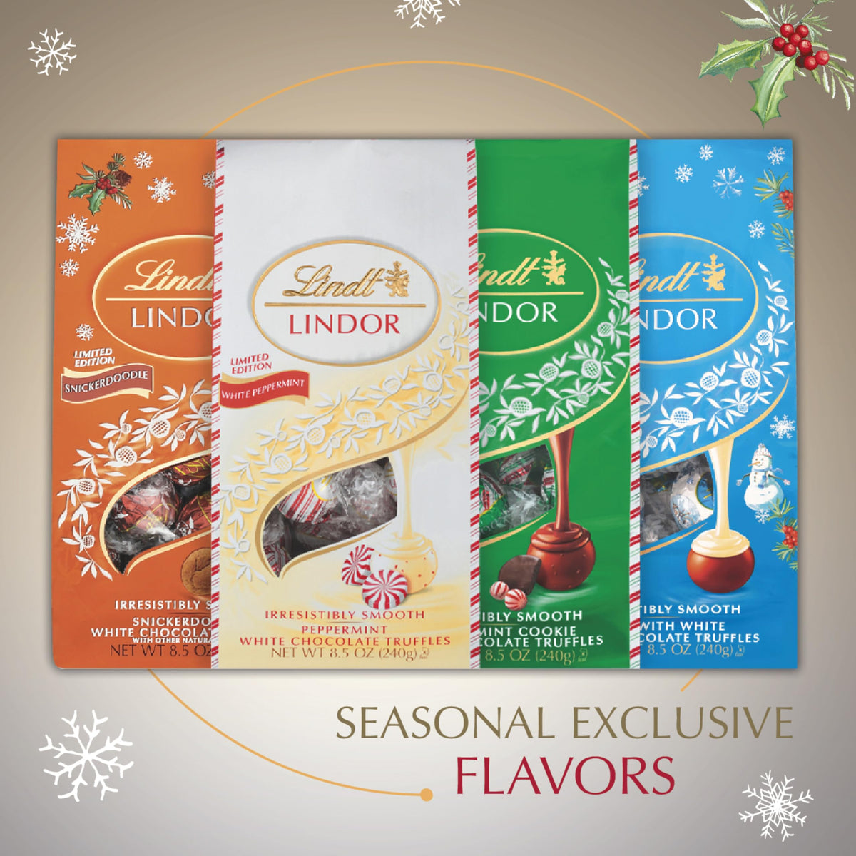 Lindt LINDOR White Chocolate Peppermint Truffles – 60 Count, 25.4 oz