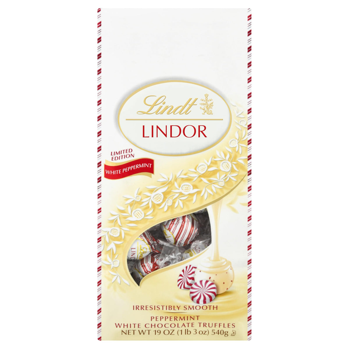 Lindt LINDOR White Chocolate Peppermint Truffles – 19 oz Gift Bag