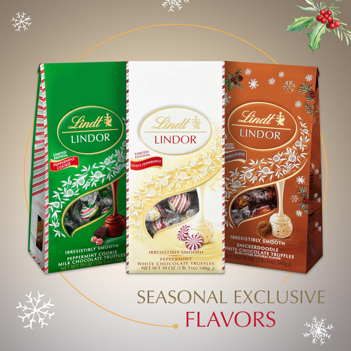 Lindt LINDOR White Chocolate Peppermint Truffles – 19 oz Gift Bag