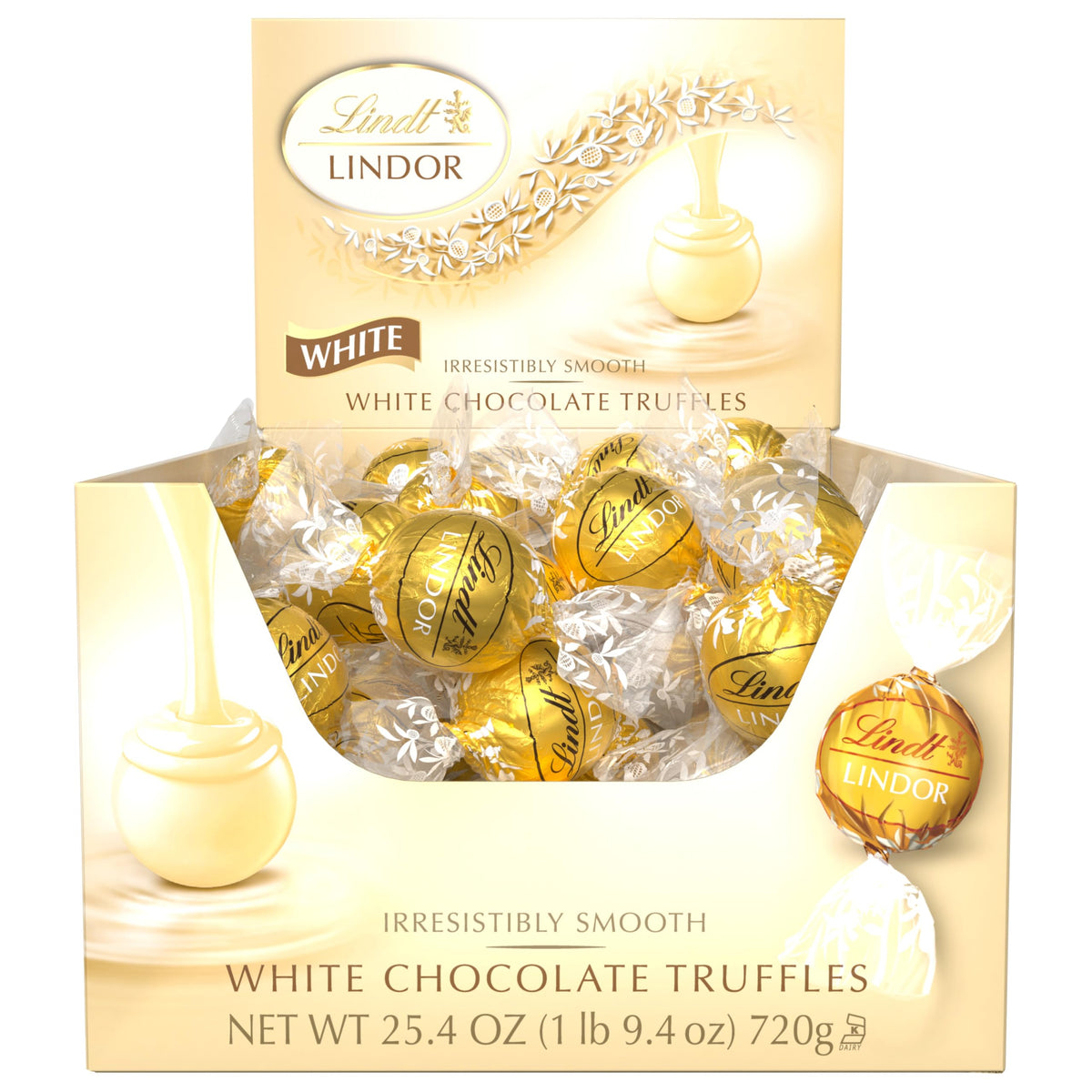 Lindt LINDOR White Chocolate Truffles – Smooth Melting Center, 60-Count Bulk Box