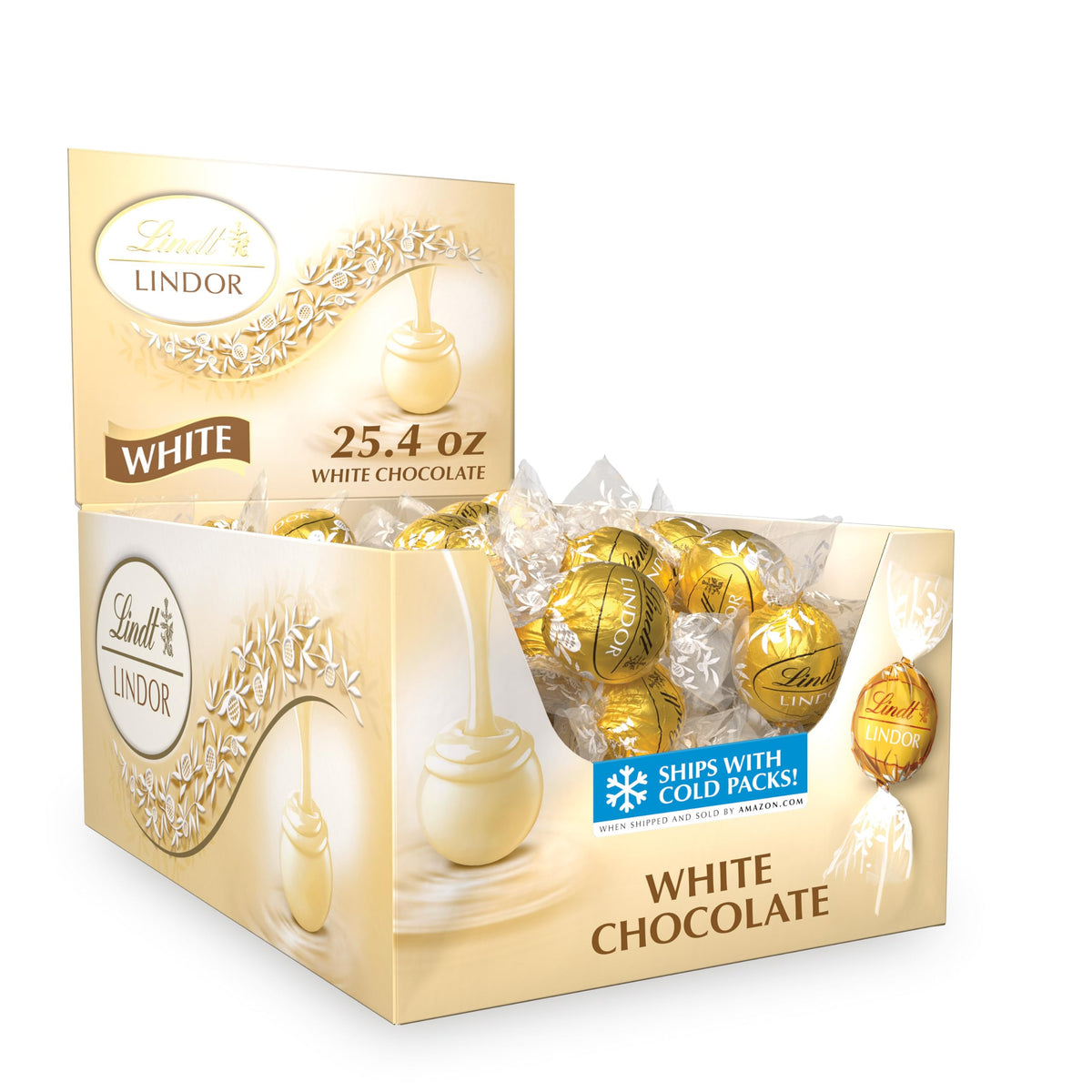 Lindt LINDOR White Chocolate Truffles – Smooth Melting Center, 60-Count Bulk Box