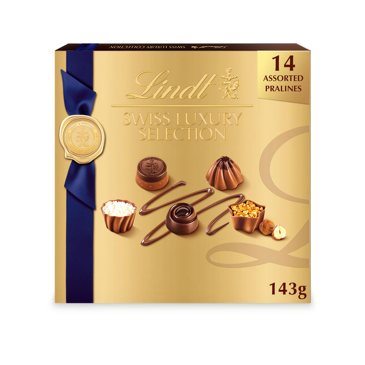 Lindt Swiss Luxury Selection Assorted Chocolates – 14 Count Gift Box (5.1 oz)