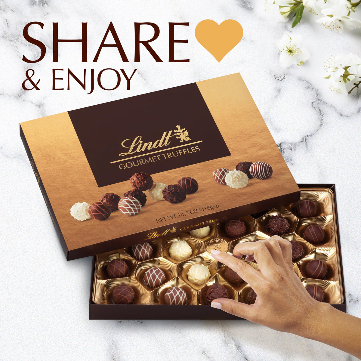 Lindt Gourmet Truffles Gift Box - 14.7 oz, 26-Count Assorted Chocolates for Gifting
