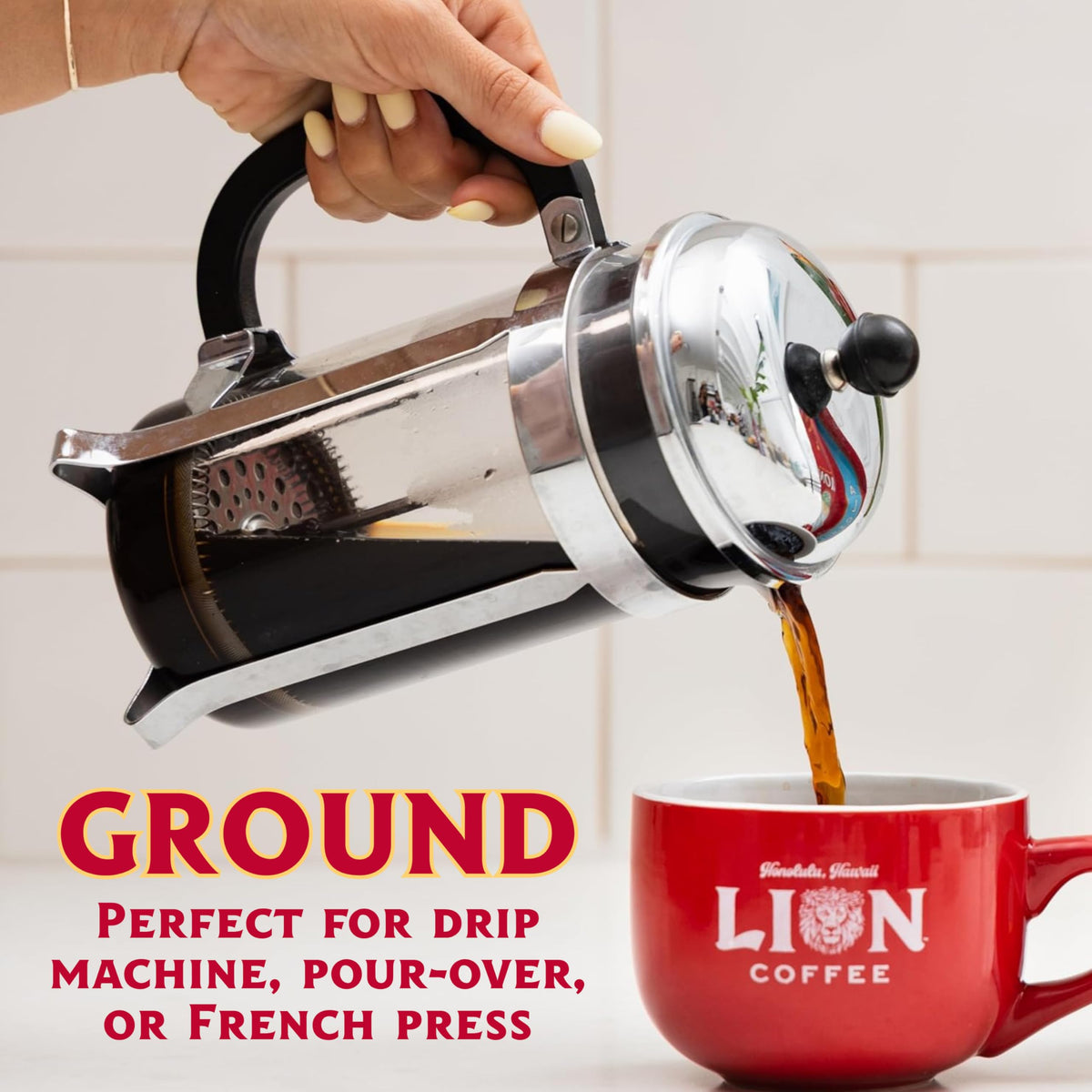 Lion Coffee Vanilla Macadamia Flavored Ground Coffee – Light Roast, Hawaiian Inspired (24 oz)