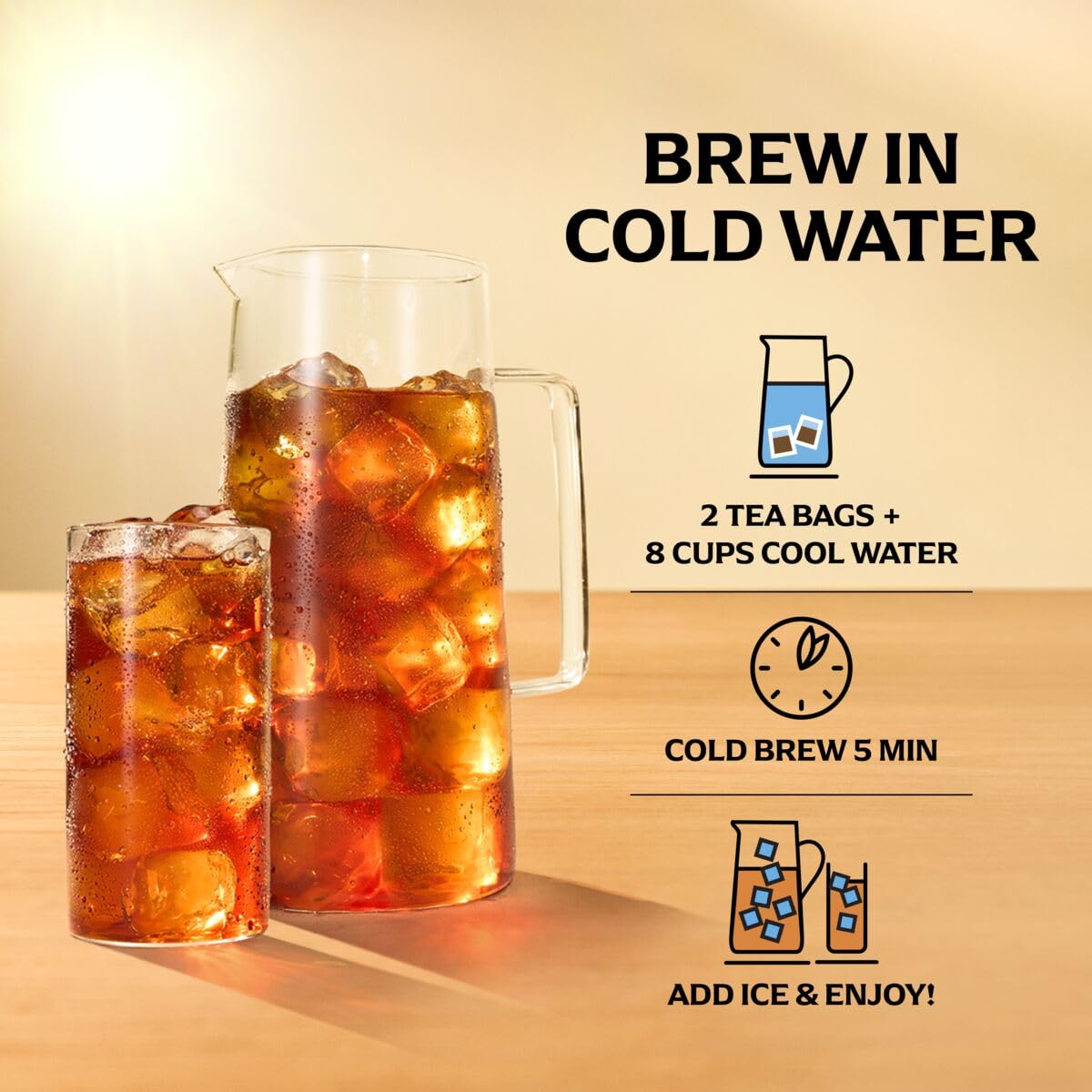 Lipton Cold Brew Black Tea Bags – Family Size 6-Pack (132 Bags) Rainforest Alliance Certified
