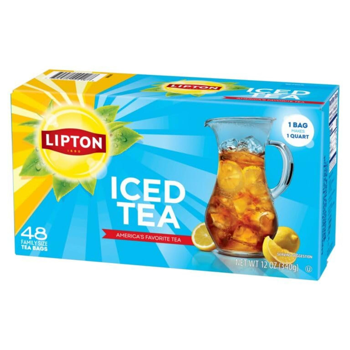 Lipton Unsweetened Iced Tea Bags — 48-Count Family Size (Pack of 3, 144 Tea Bags), Zero Calorie Black Tea
