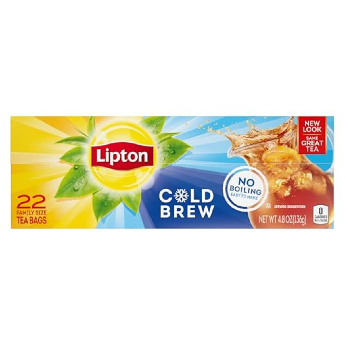 Lipton Cold Brew Iced Tea Bags – 0 Calories, No Boil Required, 132 Bags (6 Pack)