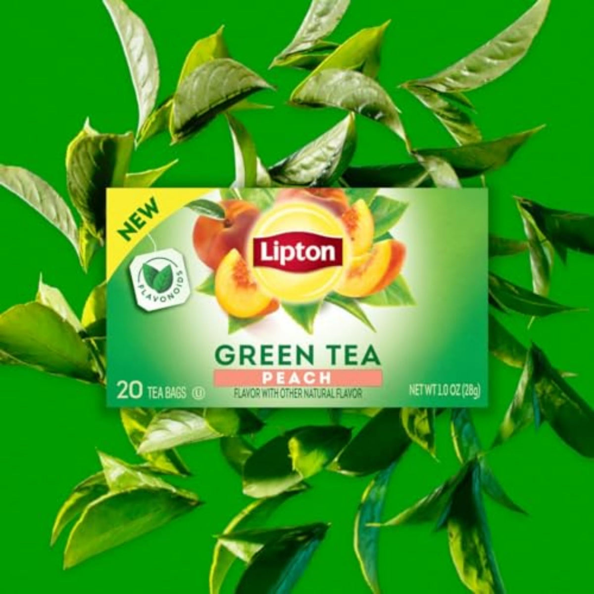 Lipton Peach Green Tea Bags – Unsweetened, Peach Flavor, 120 Bags (6 x 20)