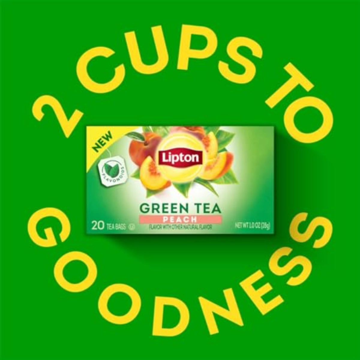 Lipton Peach Green Tea Bags – Unsweetened, Peach Flavor, 120 Bags (6 x 20)
