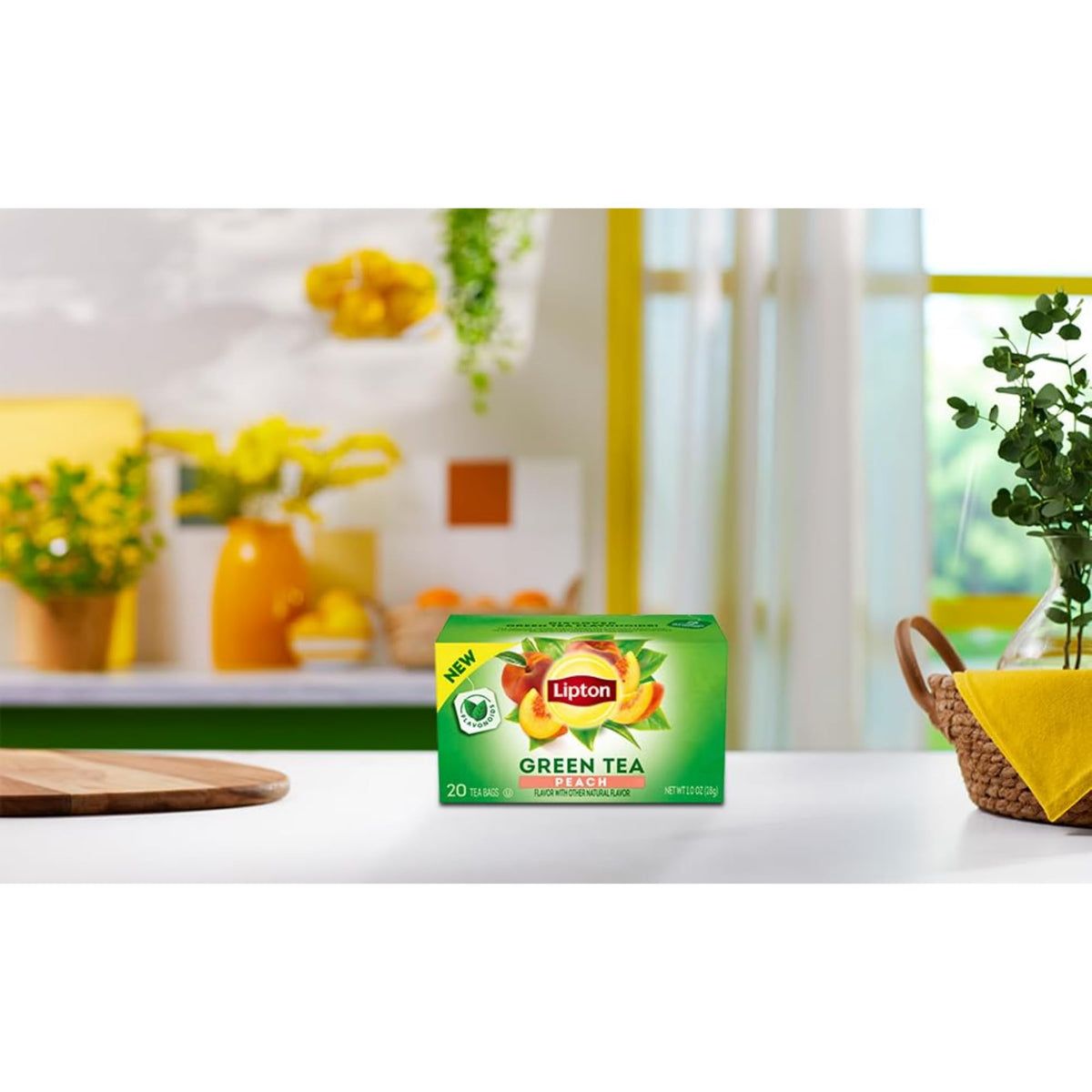 Lipton Peach Green Tea Bags – Unsweetened, Peach Flavor, 120 Bags (6 x 20)