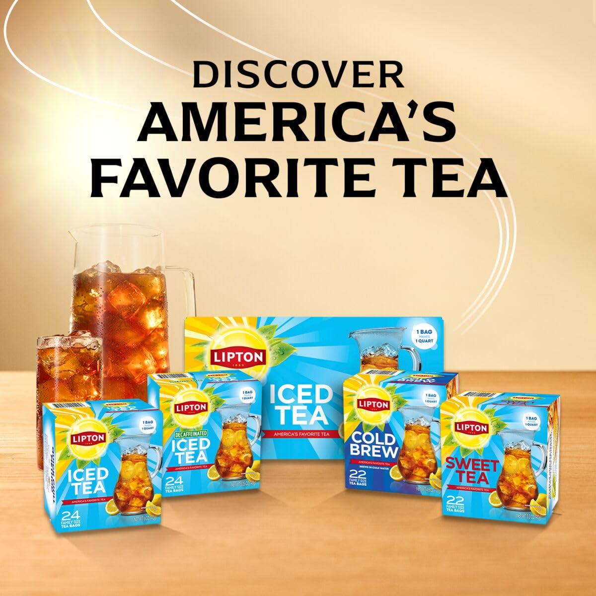 Lipton Cold Brew Black Tea Bags – Family Size 6-Pack (132 Bags) Rainforest Alliance Certified