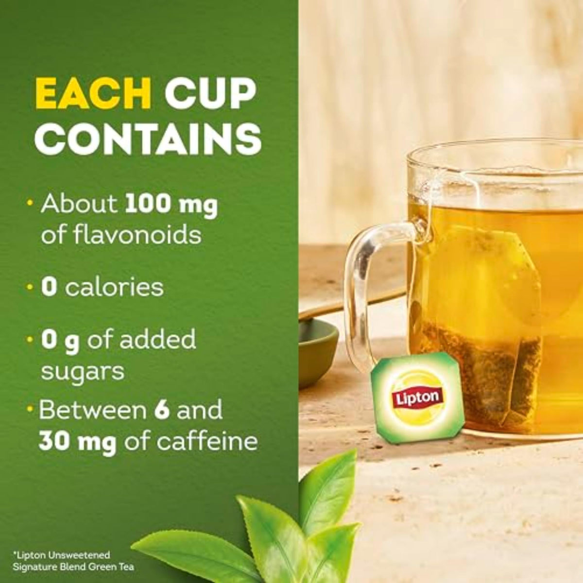 Lipton Signature Blend Green Tea Bags – Unsweetened, Hot or Iced, with Caffeine & Flavonoids (240 Bags, 6x40)