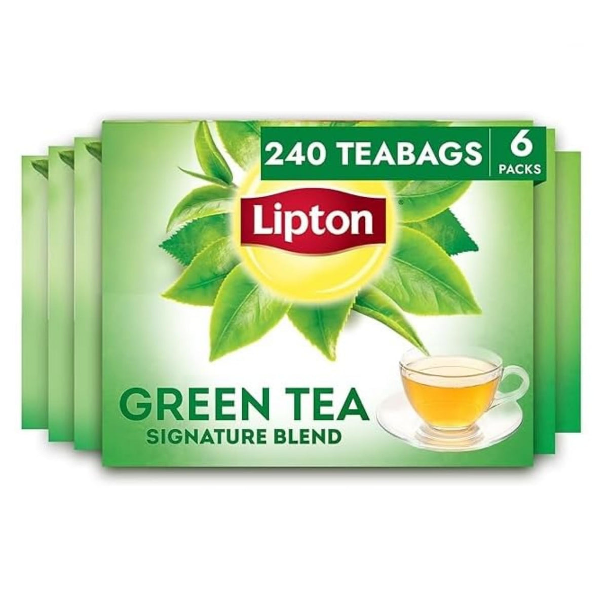 Lipton Signature Blend Green Tea Bags – Unsweetened, Hot or Iced, with Caffeine & Flavonoids (240 Bags, 6x40)