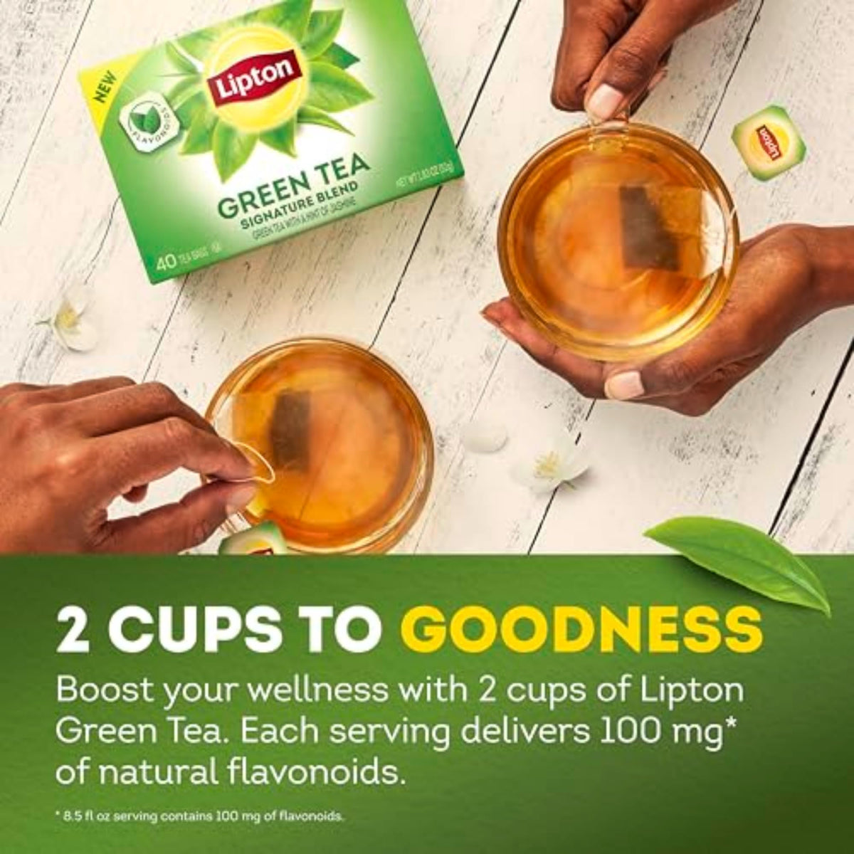 Lipton Signature Blend Green Tea Bags – Unsweetened, Hot or Iced, with Caffeine & Flavonoids (240 Bags, 6x40)