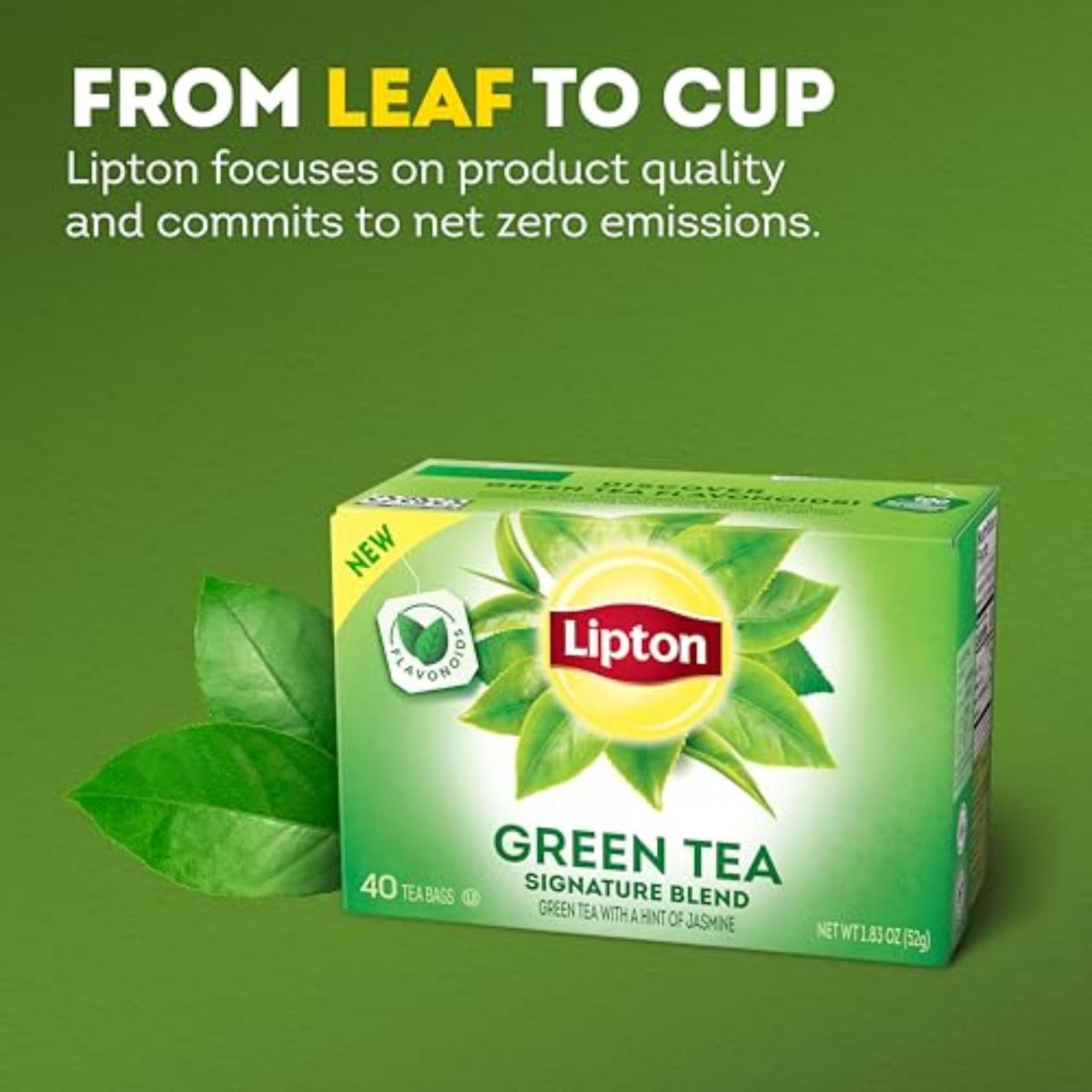 Lipton Signature Blend Green Tea Bags – Unsweetened, Hot or Iced, with Caffeine & Flavonoids (240 Bags, 6x40)