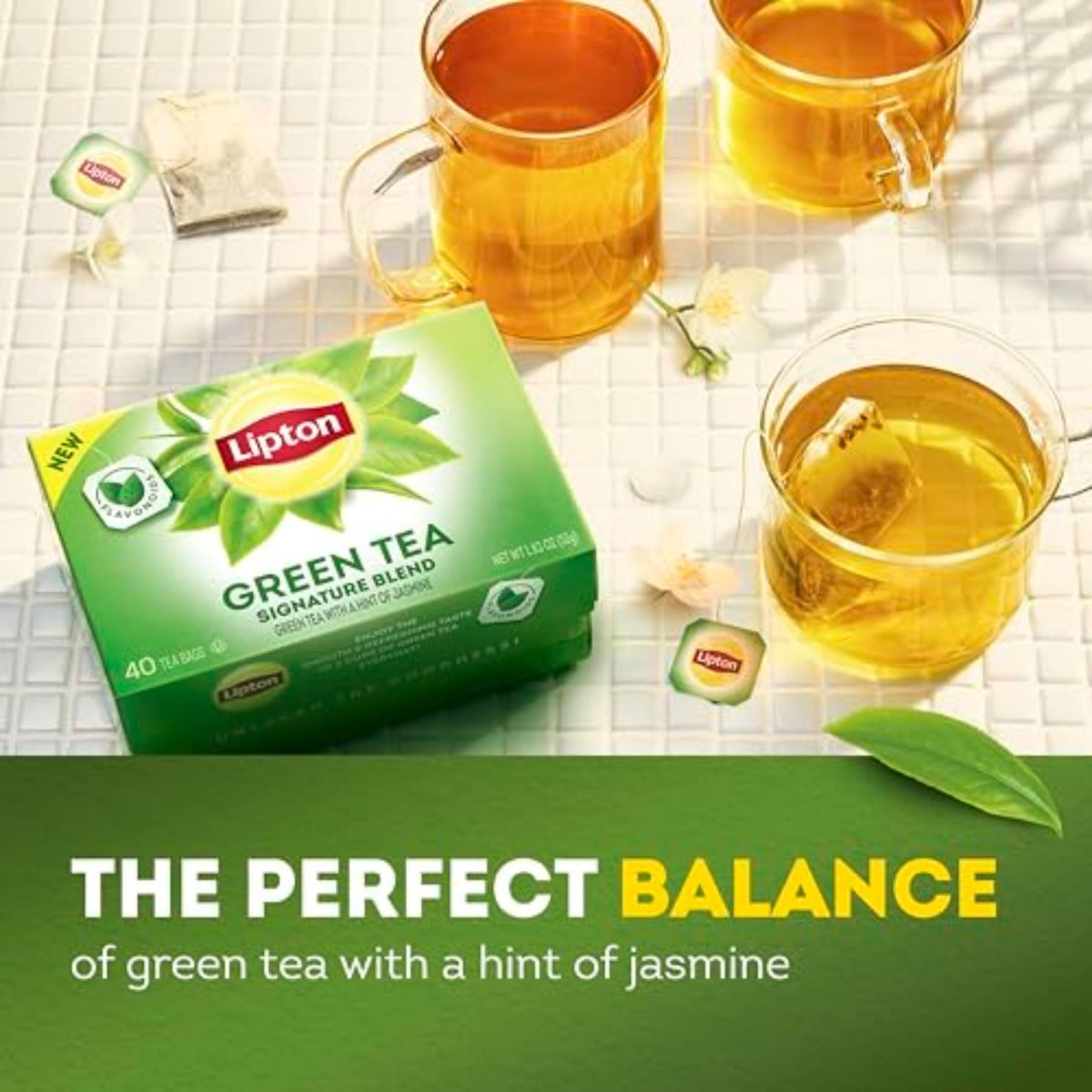 Lipton Signature Blend Green Tea Bags – Unsweetened, Hot or Iced, with Caffeine & Flavonoids (240 Bags, 6x40)