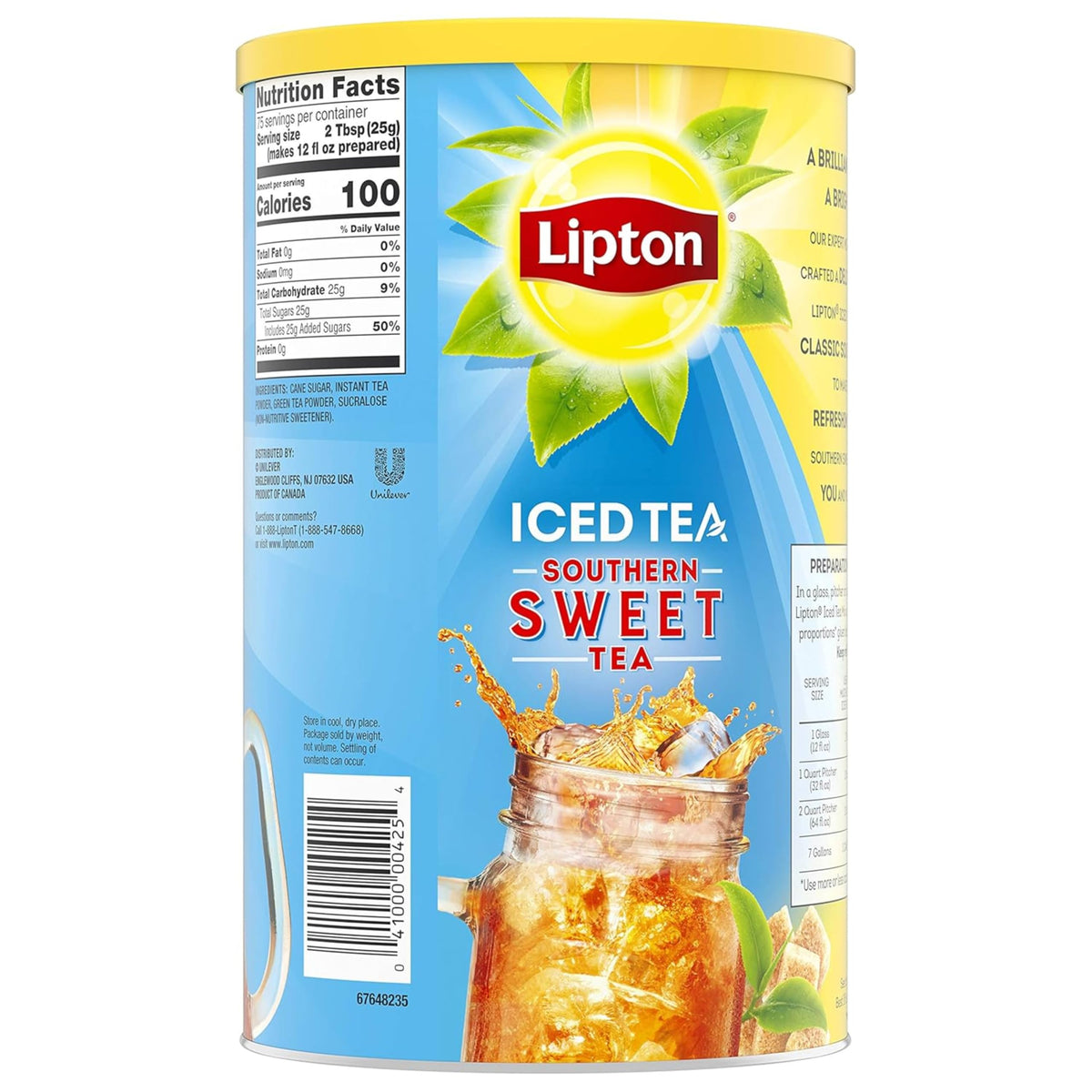 Lipton Southern Sweet Iced Tea Mix – 56 Quarts Total (2-Canister Pack)