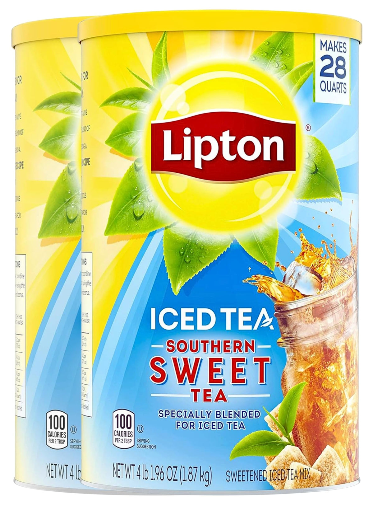 Lipton Southern Sweet Iced Tea Mix – 56 Quarts Total (2-Canister Pack)