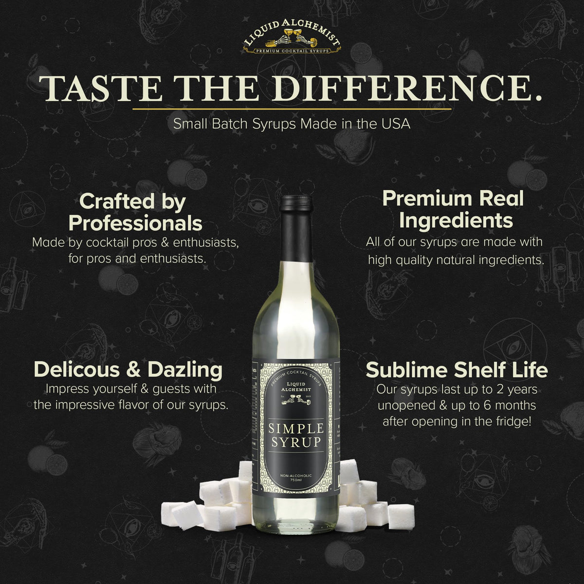 Liquid Alchemist Simple Syrup for Cocktails - Real Ingredients, Non-GMO, Gluten Free & Vegan (25.4 oz)