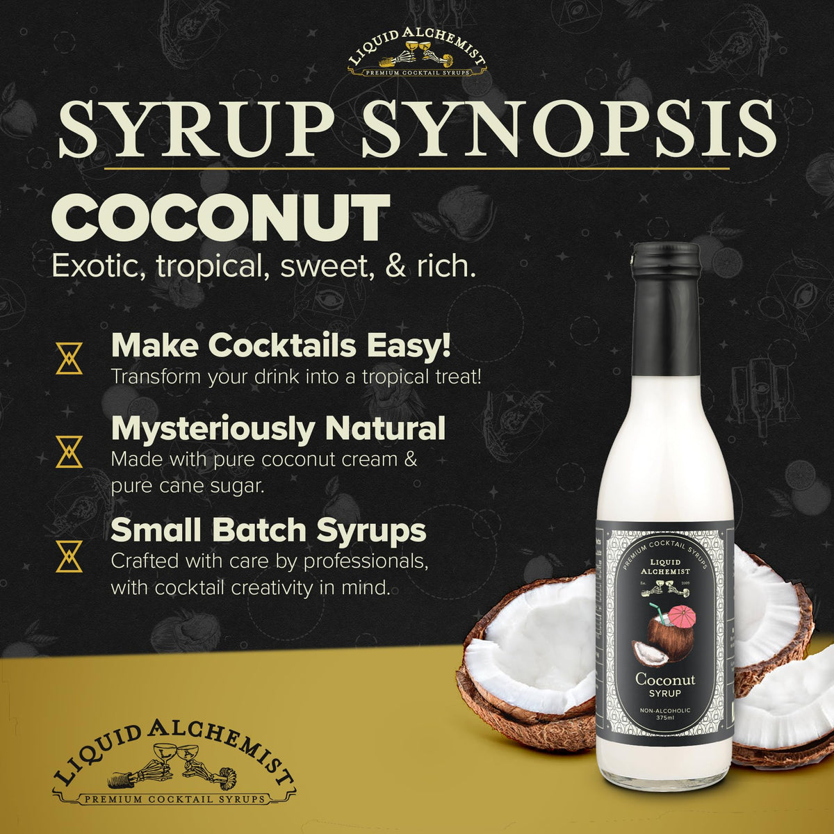 Liquid Alchemist Coconut Syrup for Drinks – Real Ingredients, Vegan & Non-GMO (12.7 oz)