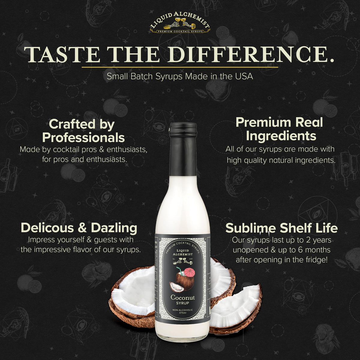 Liquid Alchemist Coconut Syrup for Drinks – Real Ingredients, Vegan & Non-GMO (12.7 oz)