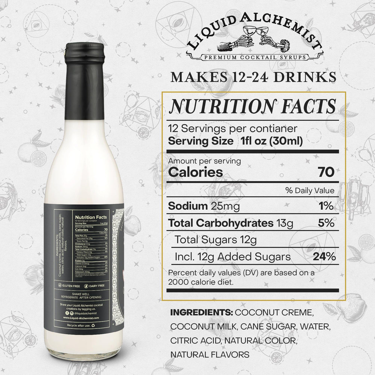 Liquid Alchemist Coconut Syrup for Drinks – Real Ingredients, Vegan & Non-GMO (12.7 oz)