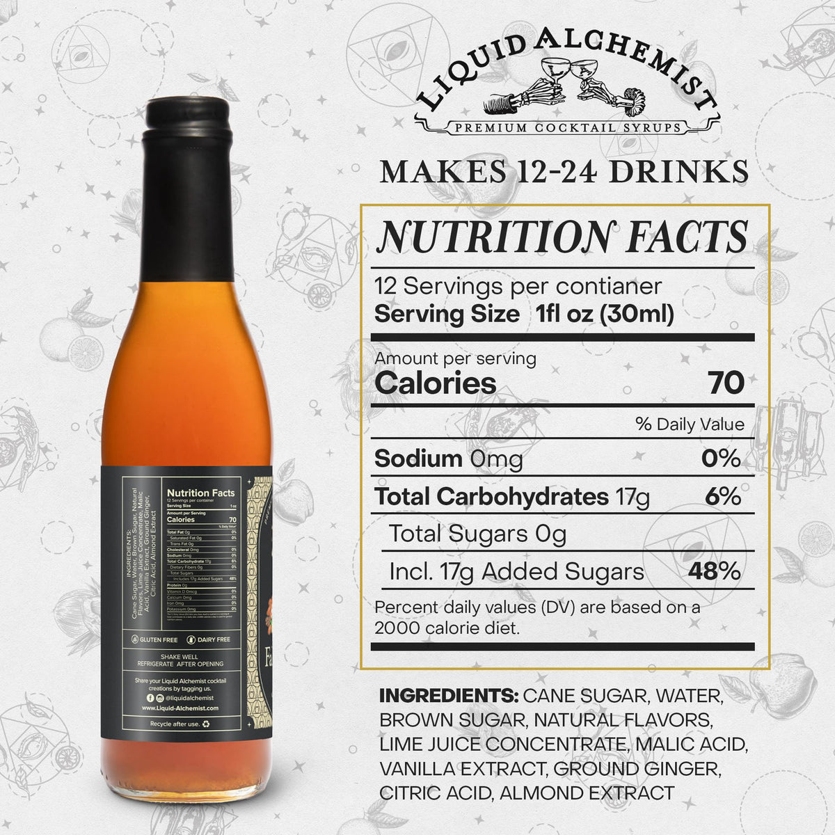 Liquid Alchemist Falernum Syrup for Cocktails | Real Ingredients, Vegan, Non-GMO & Gluten Free (12.7 oz)