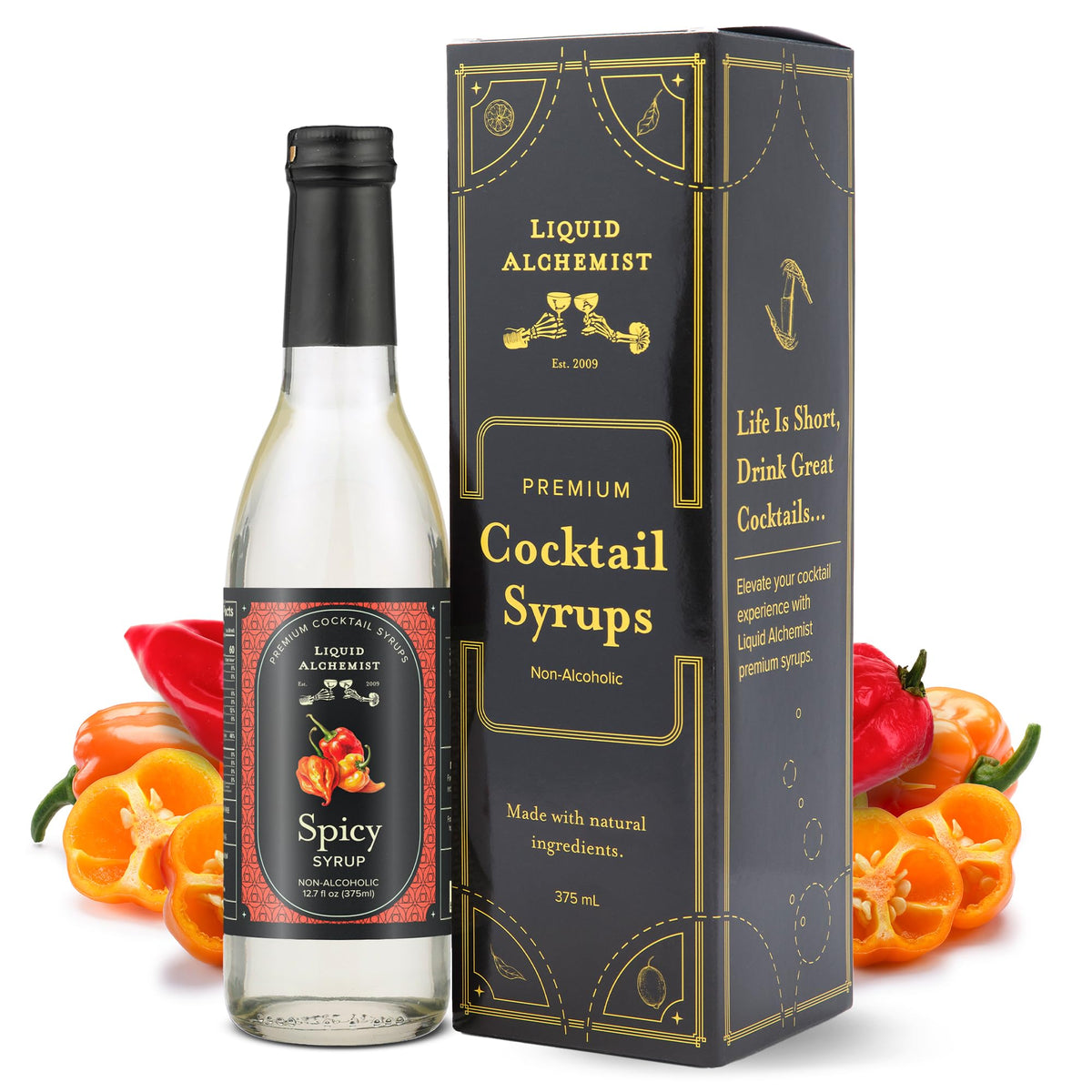 Liquid Alchemist Spicy Habanero Infused Syrup for Cocktails – Real Ingredients, 12.7 oz (Vegan, Non-GMO)