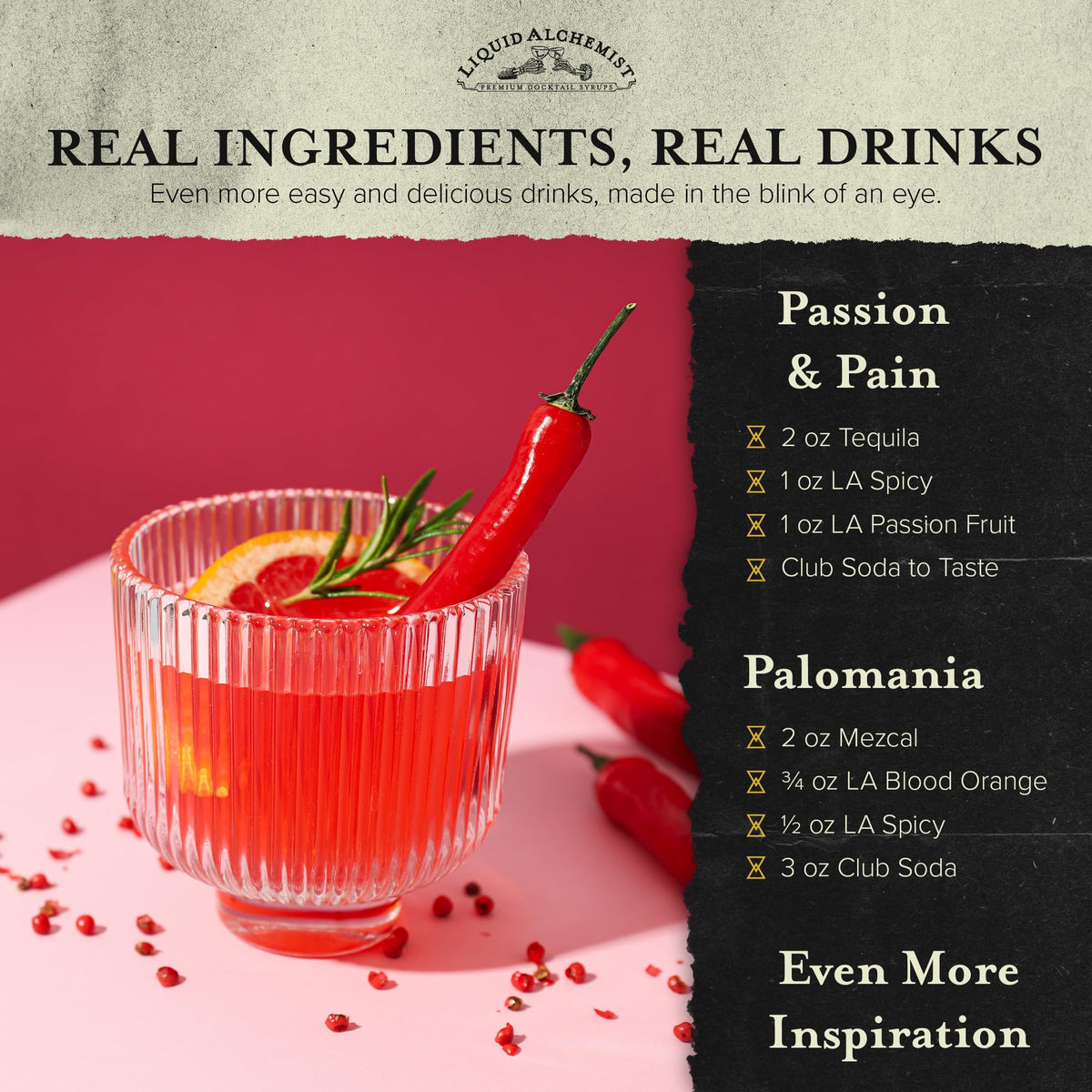 Liquid Alchemist Spicy Habanero Infused Syrup for Cocktails – Real Ingredients, 12.7 oz (Vegan, Non-GMO)