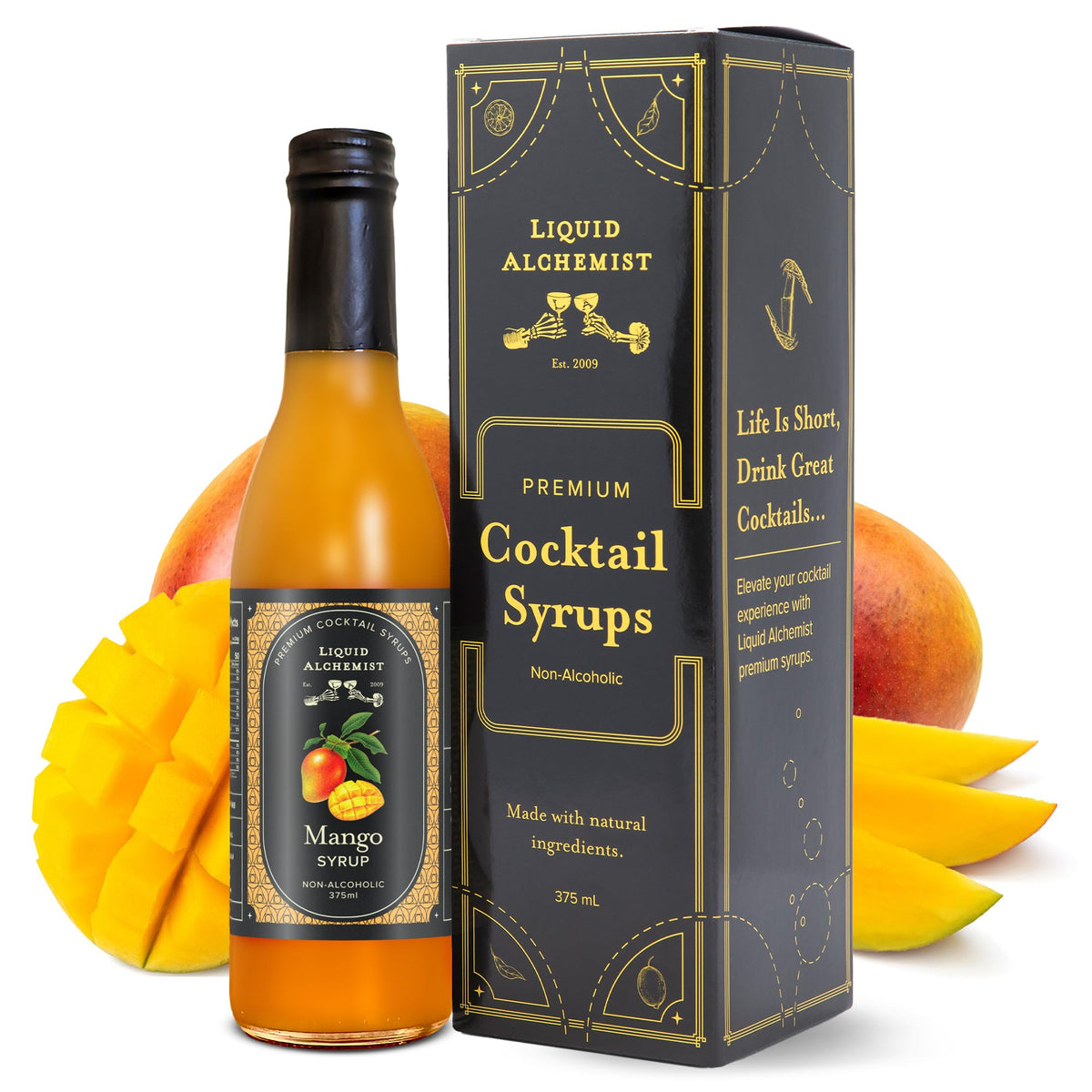 Liquid Alchemist Mango Syrup for Drinks - Real Mango Puree for Cocktails, Non-GMO & Vegan (12.7 oz)