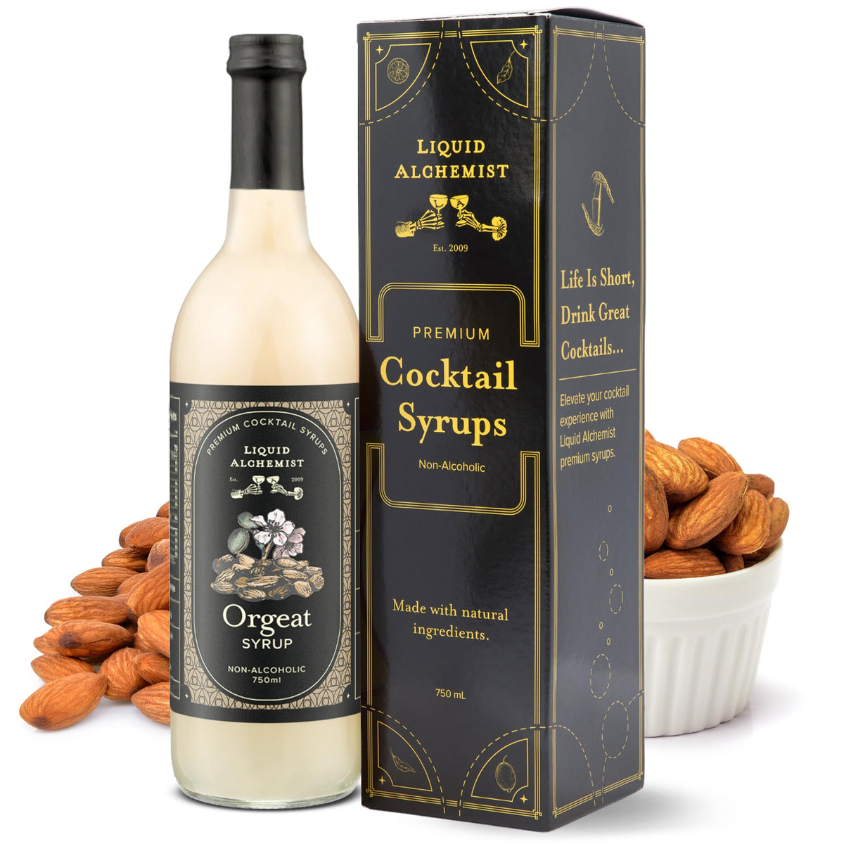 Liquid Alchemist Orgeat Syrup for Cocktails - Real Ingredients, Non-GMO, Vegan (25.4 oz)
