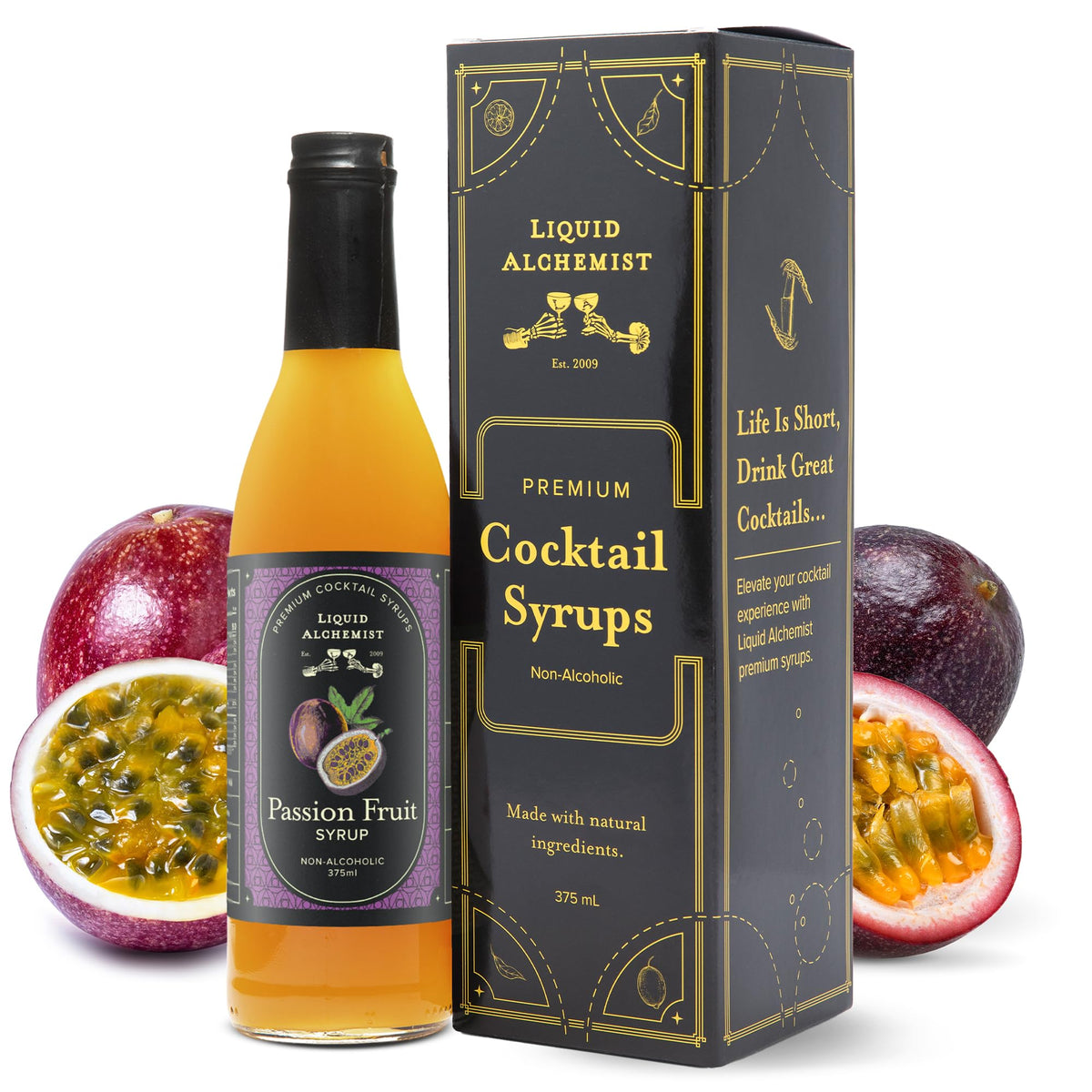 Liquid Alchemist Passion Fruit Syrup for Cocktails – Real Ingredients, Small Batch, Non-GMO, Vegan | 12.7 oz