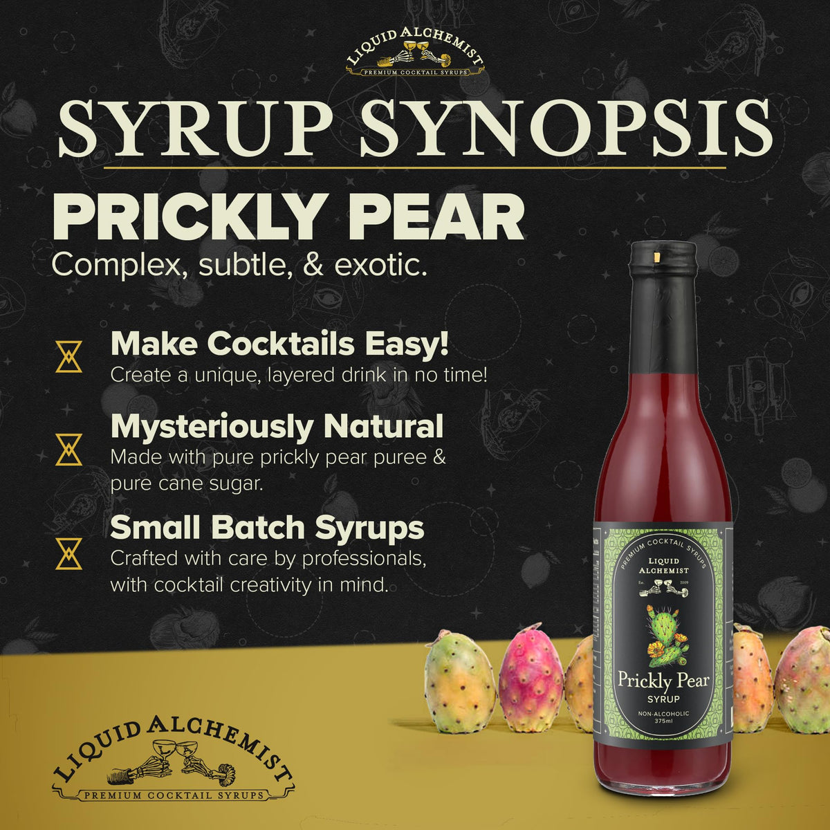 Liquid Alchemist Prickly Pear Syrup for Cocktails – Real Ingredients, Vegan & Non-GMO, 12.7 oz
