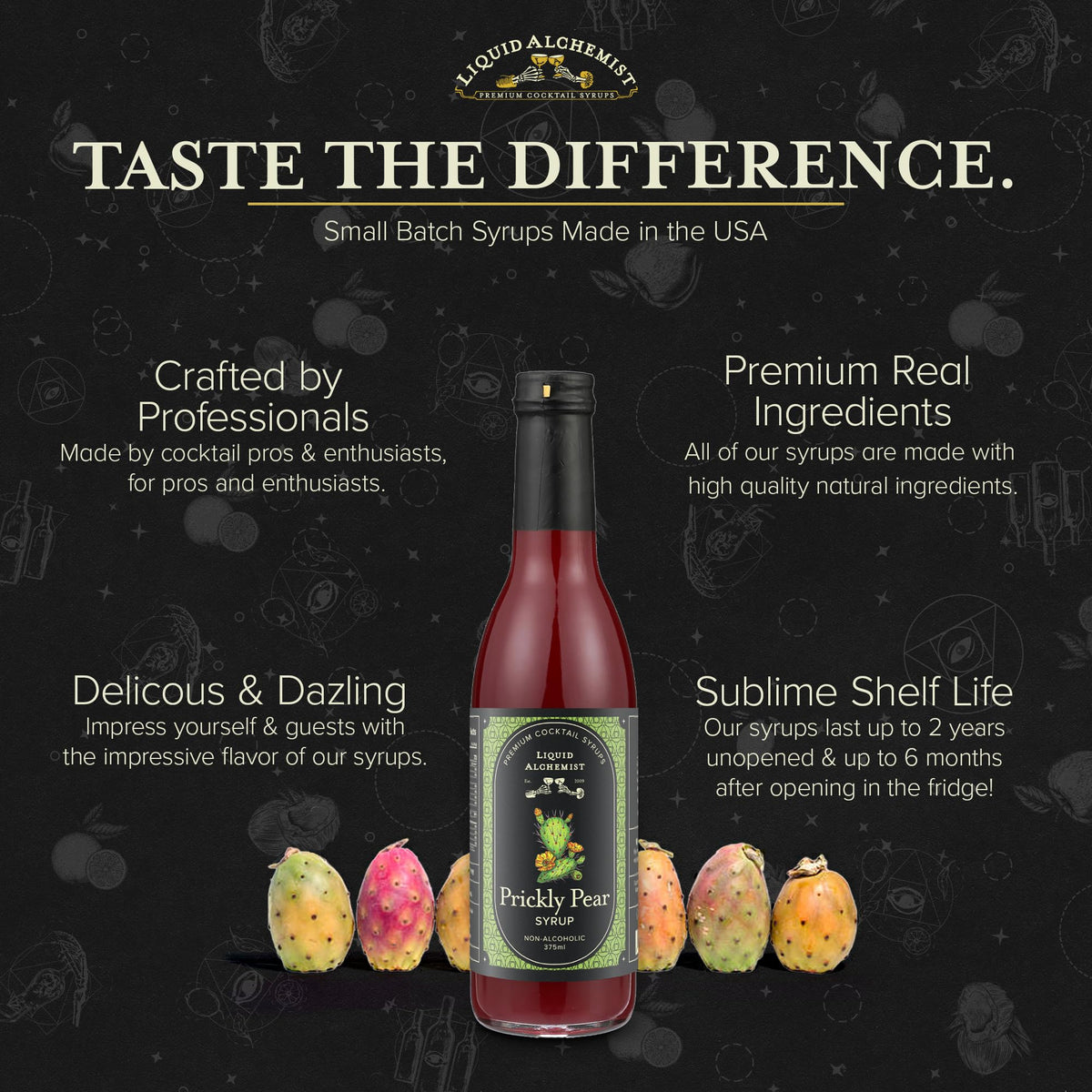 Liquid Alchemist Prickly Pear Syrup for Cocktails – Real Ingredients, Vegan & Non-GMO, 12.7 oz