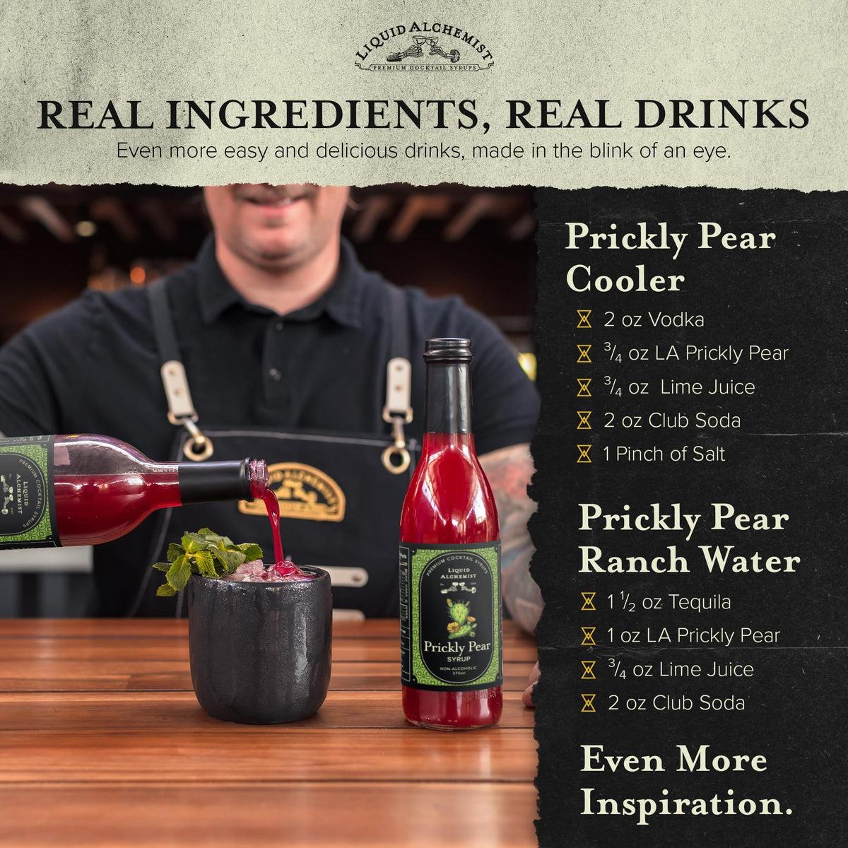 Liquid Alchemist Prickly Pear Syrup for Cocktails – Real Ingredients, Vegan & Non-GMO, 12.7 oz