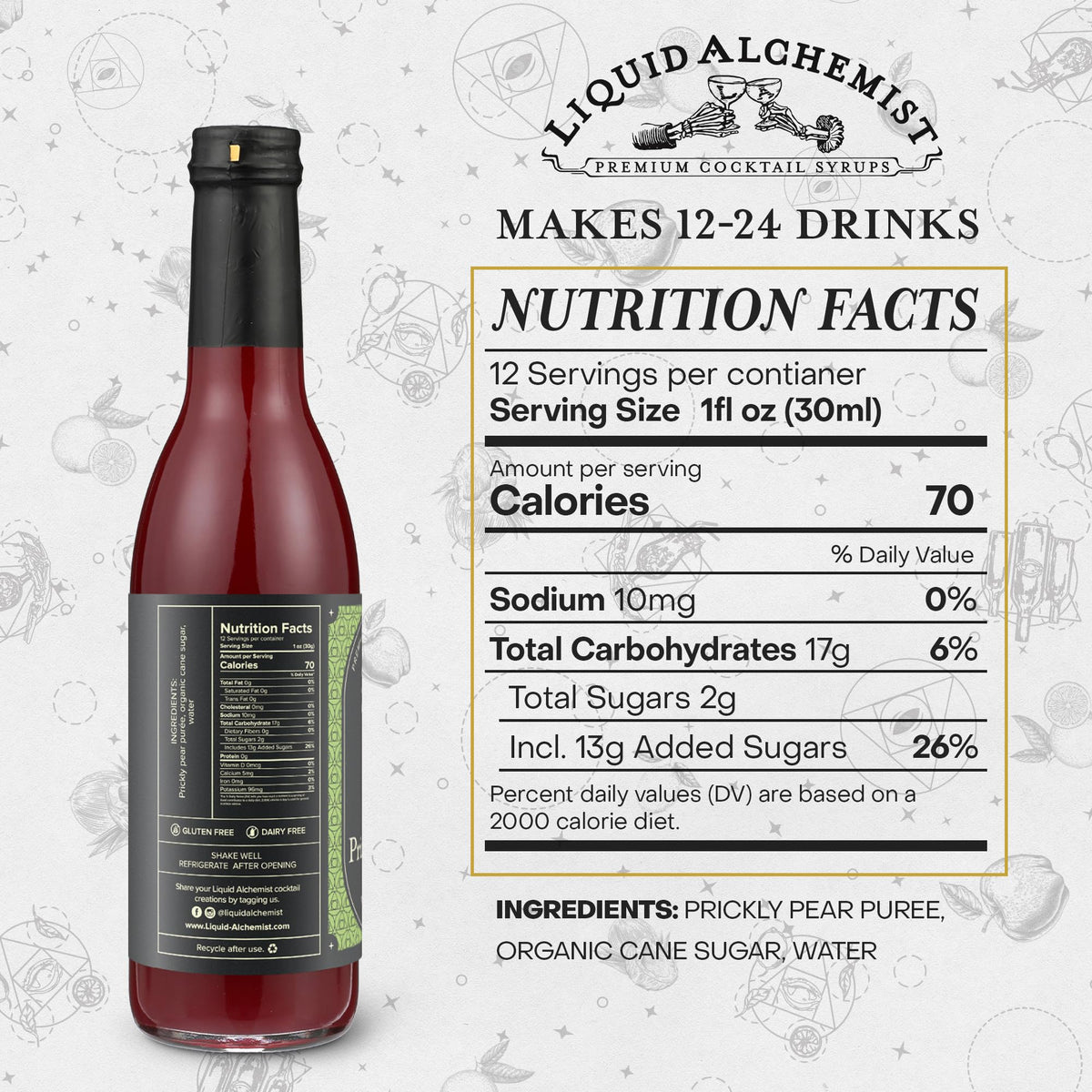 Liquid Alchemist Prickly Pear Syrup for Cocktails – Real Ingredients, Vegan & Non-GMO, 12.7 oz