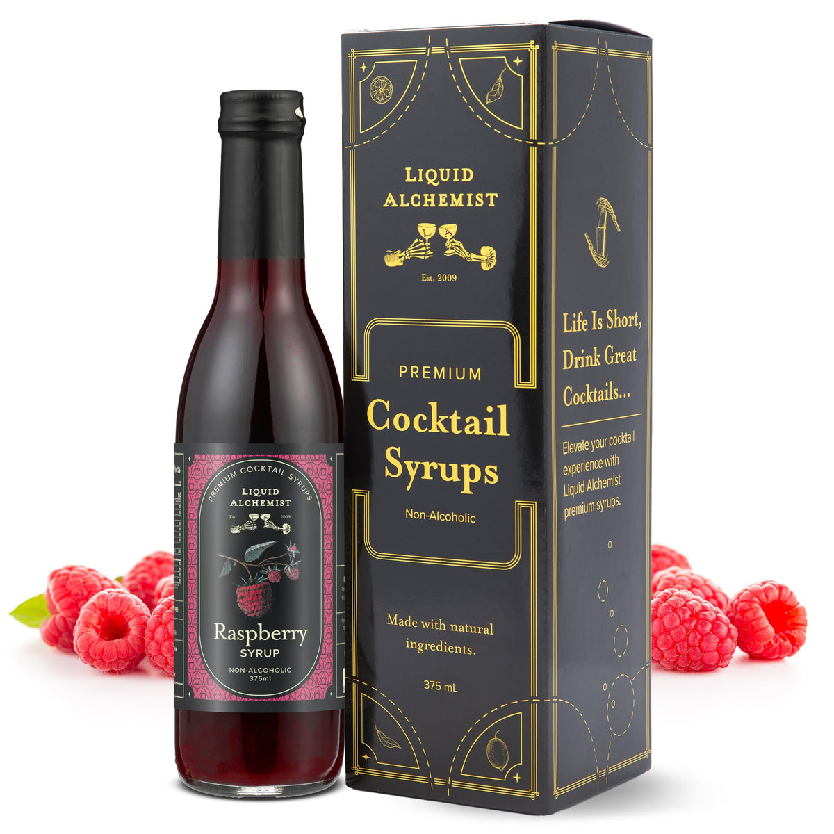 Liquid Alchemist Raspberry Syrup for Cocktails | Real Ingredients, Non-GMO & Vegan, 12.7 oz