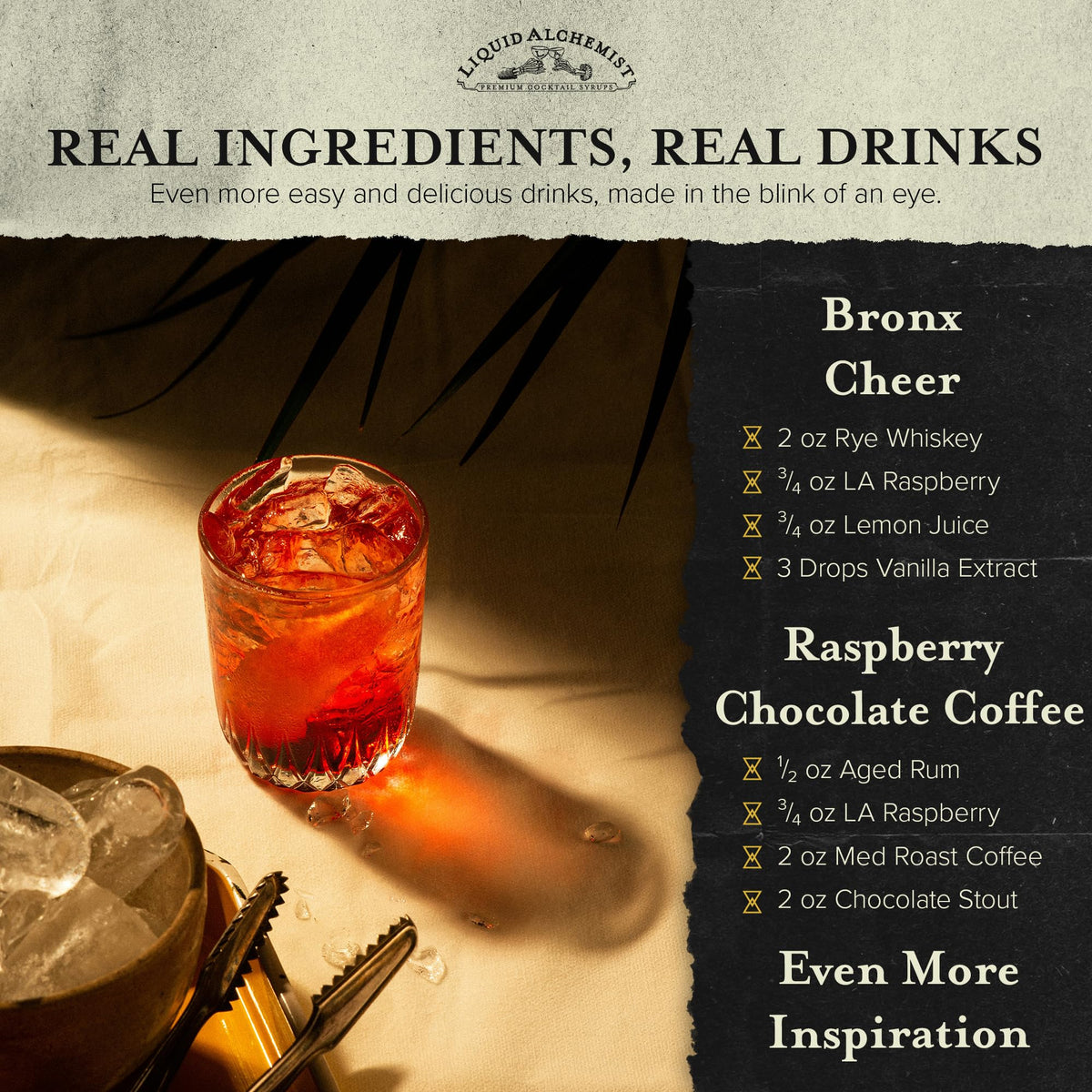 Liquid Alchemist Raspberry Syrup for Cocktails | Real Ingredients, Small Batch, Non-GMO & Vegan | 25.4 oz