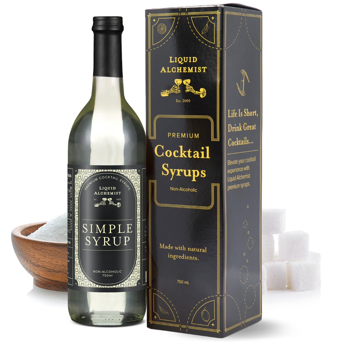 Liquid Alchemist Simple Syrup for Cocktails - Real Ingredients, Non-GMO, Gluten Free & Vegan (25.4 oz)