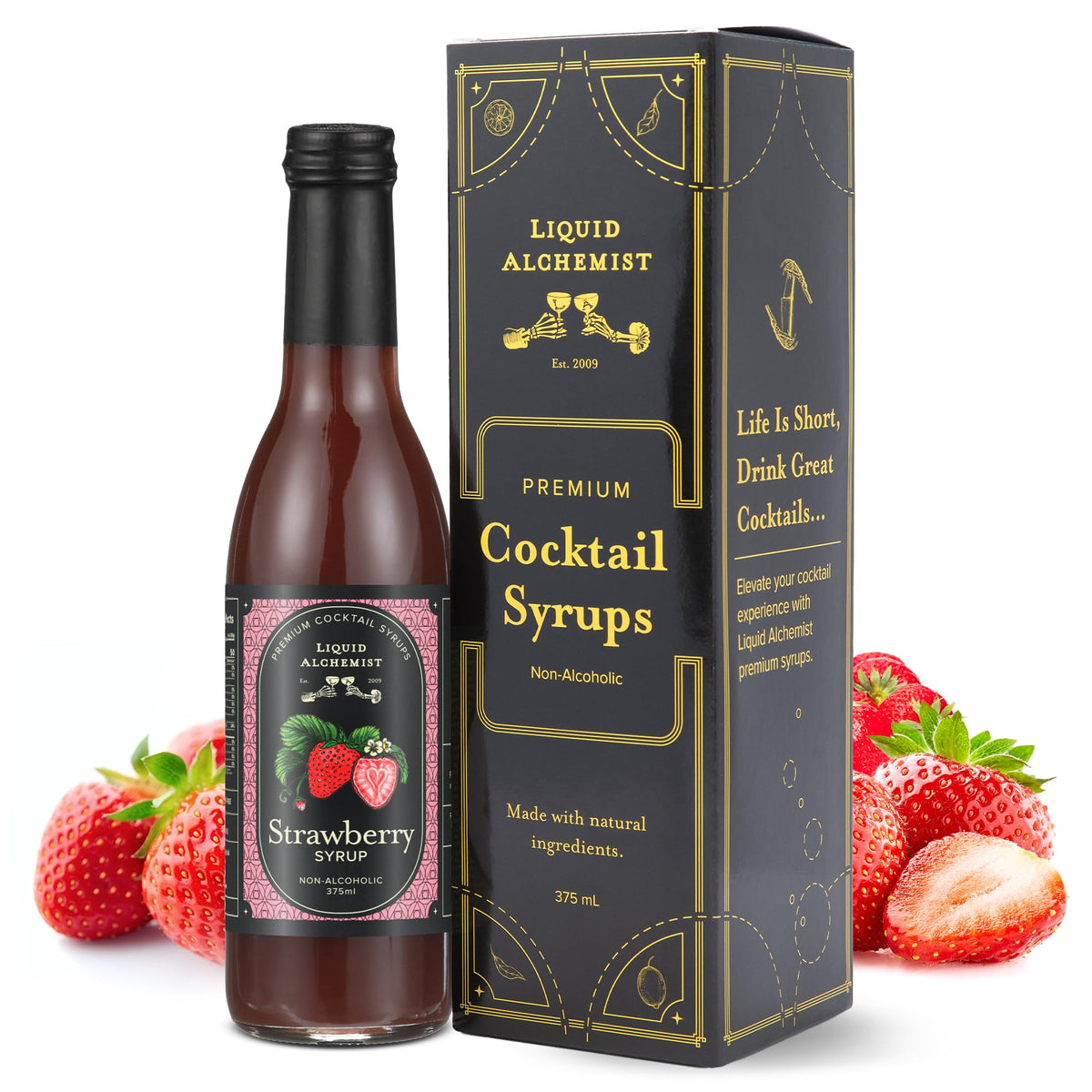 Liquid Alchemist Strawberry Syrup for Drinks — Real Ingredients, Gluten & Dairy Free (12.7 oz)
