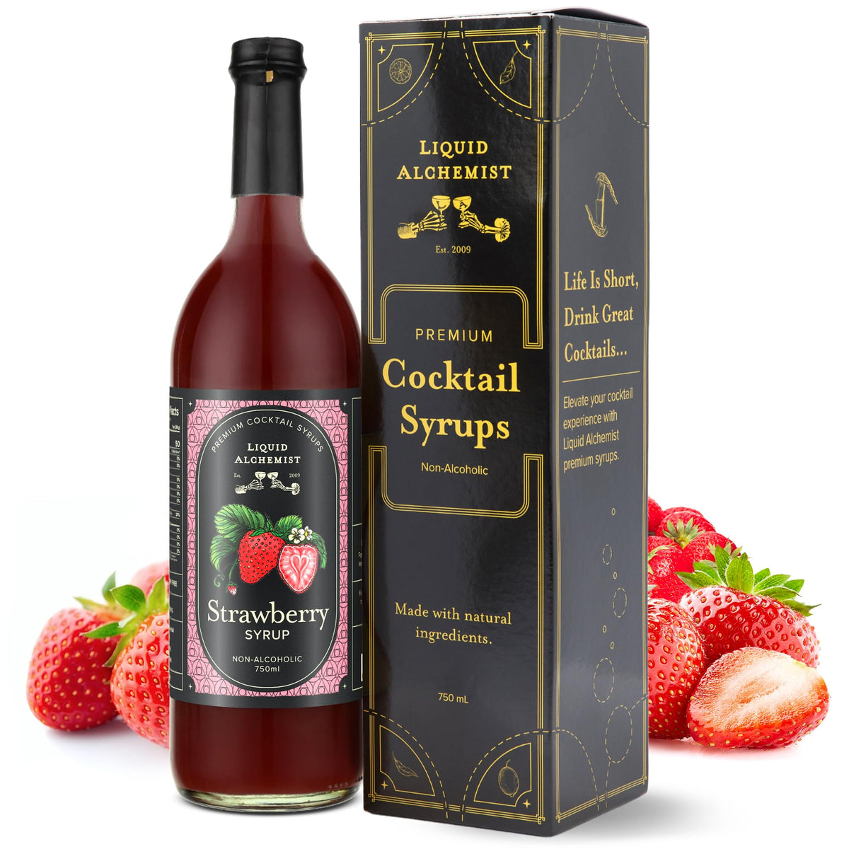 Liquid Alchemist Strawberry Syrup for Drinks – Real Strawberry Puree, Gluten & Dairy Free, 25.4 oz