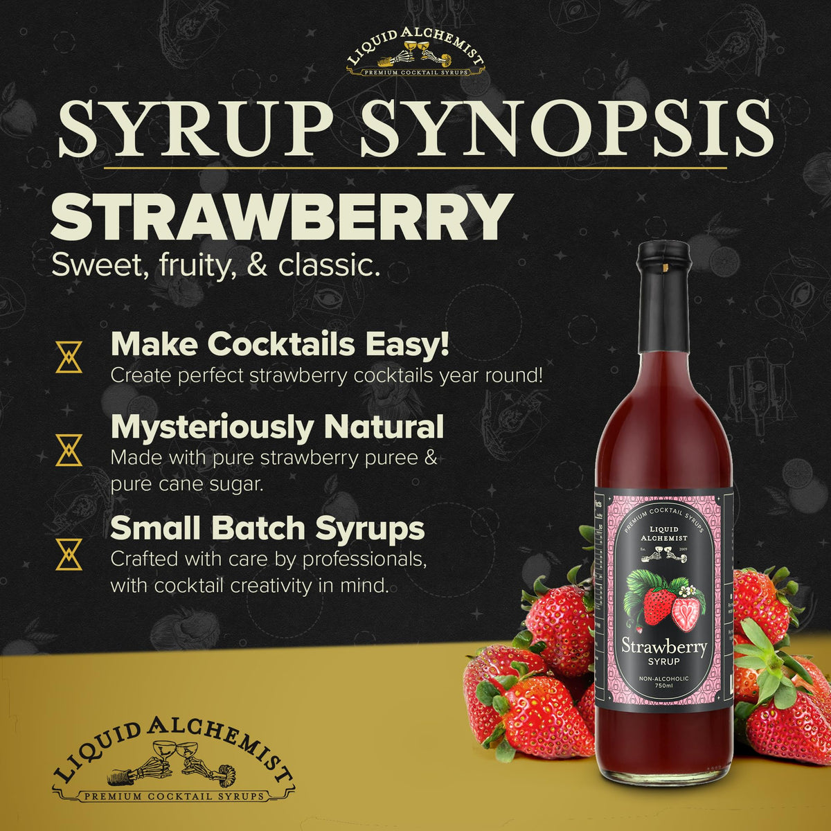 Liquid Alchemist Strawberry Syrup for Drinks – Real Strawberry Puree, Gluten & Dairy Free, 25.4 oz