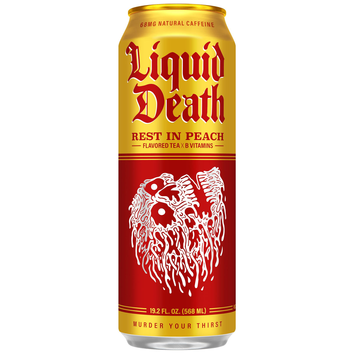 Liquid Death Rest In Peach Iced Tea – Low Sugar, Caffeine Boost, 19.2 oz King Size 12-Pack
