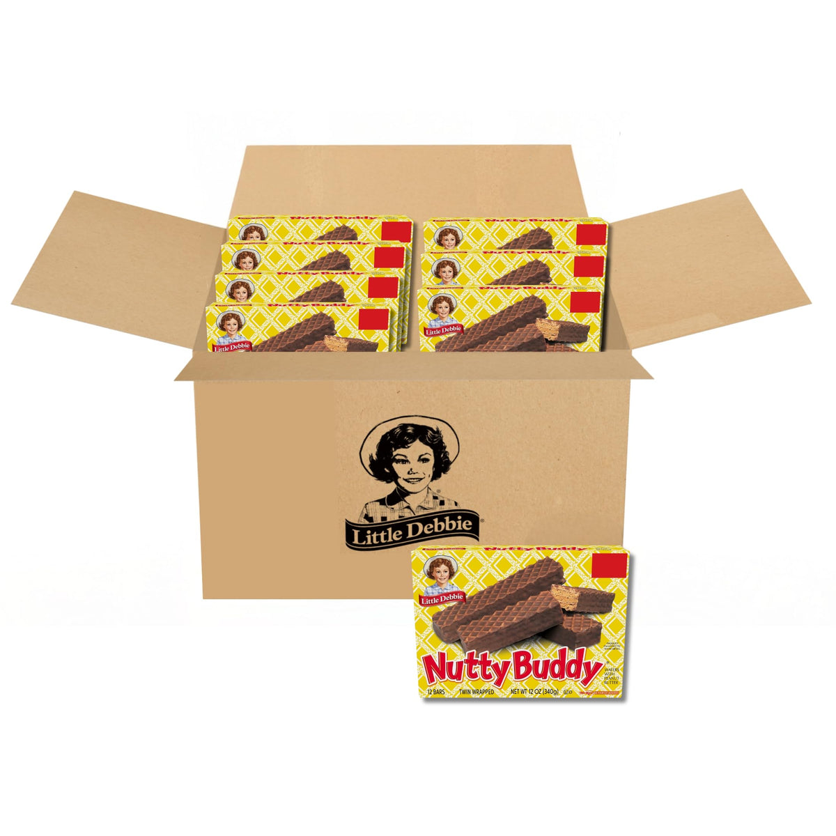 Little Debbie Nutty Buddy Wafers – 96 Twin-Wrapped Bars (Pack of 8) | Peanut Butter Creme & Fudge